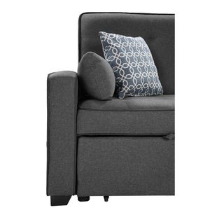 Divano letto moderno William da 70 pollici in tessuto grigio con 2 porte USB per la ricarica e 4 cuscini decorativi - Product Image 5