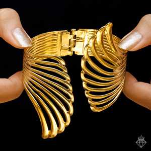 PRAO Anti-Tarnish Gold Plated Wings <b>Bangle</b> <b>Bracelet</b> <b>Fine</b> <b>Bangles</b> Collection - Product Image 1