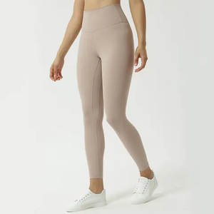 High Waist Seamless Yoga <b>Leggings</b> Full Length Solid Blue Spandex Nylon Pants Elastic Waist Fitness Wear - Product Image 3