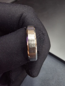 Textured 8K White Gold Wedding Band <b>Ring</b> for Men | Modern Brushed Finish <b>Plain</b> Band - Product Image 6
