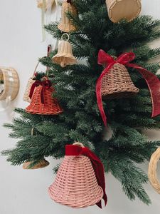 Ornements de Noël en rotin, taille moyenne, style rustique, décorations de Noël suspendues - Product Image 1