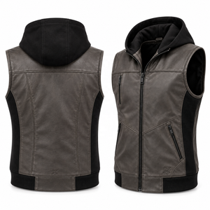 Men's Casual & Streetwear Leather Vests | Grey Black Multi Color Options | OEM ODM Manufacturer | Premium Design Quality | - Product Image 3
