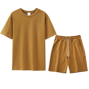 Conjunto de camiseta unisex negra de algodón de manga corta con cuello redondo, informal, transpirable, holgado, para verano, con cordón ajustable y bolsillo lateral. - Product Image 5