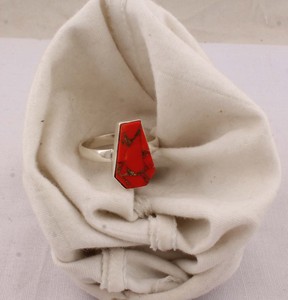 Natural Orange Copper <b>Turquoise</b> <b>Ring</b> 925 Sterling Silver Coffin Shape Gothic Jewelry Handcrafted Vintage Statement <b>Ring</b> - Product Image 2