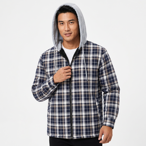 Men's Plaid Hooded <b>Fleece</b> <b>Lined</b> <b>Jacket</b> Regular Fit Casual Autumn Wear - Product Image 4