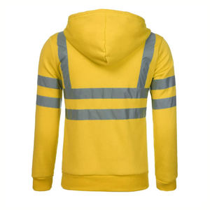 High Visibility Reflective Safety Hoodie Full Zip <b>Work</b> Jacket Detachable Hood <b>Waterproof</b> Breathable Hoodie OEM Safety Workwear - Product Image 3