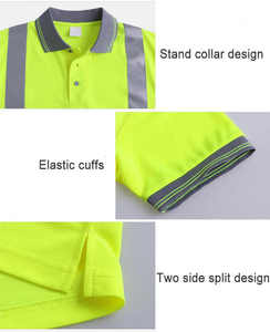High Visibility Eco-Friendly Breathable Men's Reflective for Shirt Short Sleeve Knitted Polyester/Cotton <b>Canvas</b> Fabric Quick - Product Image 4
