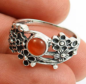 Stylish Design Sterling <b>Silver</b> <b>Ring</b> Faceted Natural Carnelian Gemstone Custom Design Bohemian Jewelry For Women Gift For Her - Product Image 2