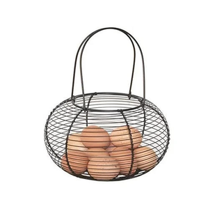 Elegant Design Black Egg Storage Holder Organizer Metal Chicken Egg <b>Basket</b> With Handle for Home Kitchenware Use - Product Image 1