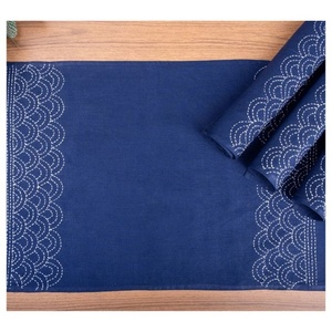 <b>Navy</b> Blue Grape Plant Printed 100% Organic Cotton GOTS Certificate Western Heat Resistant Dining Eco-friendly Table Cloth Mats - Product Image 5