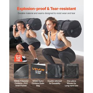 Heavy Duty Workout Sandbag 50-125 Lbs Adjustable Power Bag with Handles Slam Fitness Strength <b>Training</b> <b>Weight</b> Bag - Product Image 2