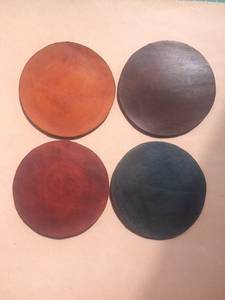 Hand-Cut Genuine Leather Coaster Set 6 Piece Round Cup Pad Durable Cowhide Table Protector Luxury Office Accessory GLC-0152 - Product Image 6