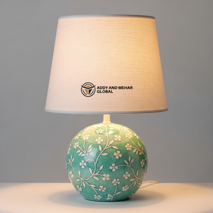 Lampe de table haut de gamme en os incrusté, motif floral traditionnel, vente en gros sur mesure - Product Image 1