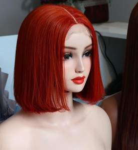 วิกผมบ๊อบสีแดงทองแดง # วิกผมบ๊อบแบบตรง 350 ชิ้น  ทำจากผมแท้เวียดนาม 100%  พร้อมเชือกผูกแบบใส  ไม่ต้องใช้กาว  ขายส่ง - Product Image 1