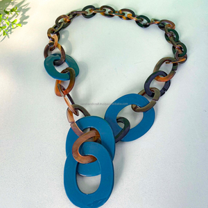 สร้อยคอโซ่พร้อมจี้จบการศึกษาเครื่องประดับเขาควายสร้อยคอ Boho สร้อยคอเรขาคณิตโซ่แตร - Product Image 6