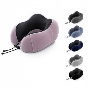 หมอนรองคอเมมโมรี่โฟมกำมะหยี่คริสตัลรูปตัวยู หมอนรองคอเมมโมรี่โฟมสำหรับเดินทาง พร้อมกระเป๋าเก็บของ ใช้สำหรับนอนหลับบนเครื่องบินและในรถยนต์ - Product Image 1