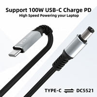 Cable de Carga USB C a DC 5.5 x 2.1mm para Laptop, Entrada USB Tipo C Macho a Cable DC 5.5 x 2.1mm Macho, hasta 100W