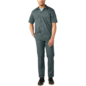 Conjunto de Ropa de Trabajo Unisex de Color Sólido, Camisa de Manga Corta y Pantalones de Viscosa/Poliéster, Transpirable, Ecológico, de Secado Rápido, Estilo Casual de Primavera - Product Image 1