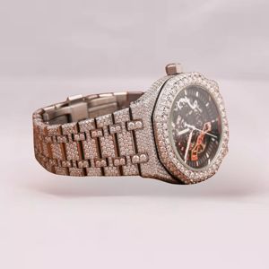 Reloj Moderno con Diamantes Moissanite, Correa Marrón de Lujo, Esfera Redonda con Pantalla Analógica de Cuarzo Clásica para un Estilo Sofisticado - Product Image 6