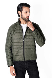 Chaqueta acolchada verde oliva para hombre, con cuello alto, cierre de cremallera, abrigo de invierno grueso, cortavientos, informal. - Product Image 1