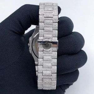 Reloj de Lujo con Diamantes, Correa de Plata con Moissanita, Cristal de Zafiro, 28 mm, Cierre Oculto, Movimiento Analógico de Cuarzo ETA, Unisex, Resistente al Agua 15 mm - Product Image 6