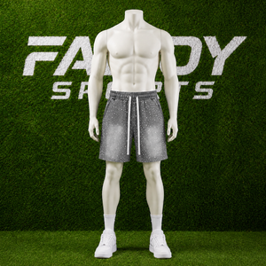 Shorts de jogging décontractés pour hommes en coton éponge, avec cordon de serrage, imprimé éclaboussures effet délavé, pour le sport et la gym - Product Image 2