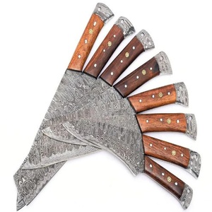 Juego de Cuchillos de Chef Profesionales de Acero de Damasco Hechos a Mano por Ahmad Fabric, 8 Piezas, Mango de Resina, Funda de Cuero, Diseño Moderno, Personalizable - Product Image 2