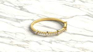 18K Gold Segmented Multi Station Diamond Ring Pave Round <b>Cluster</b> Half Eternity Band Dainty Stackable Ring Fine Jewelry for Women - Product Image 3