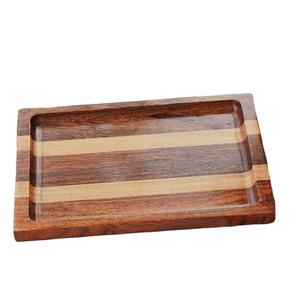 Plateau de service octogonal naturel fait à la main en bois pur, véritable bois massif, article de vaisselle, plateau de service naturel fait à la main - Product Image 2