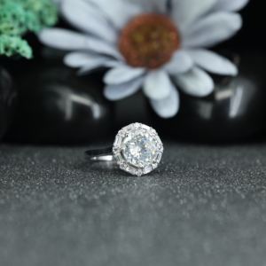 Luxury Round Brilliant Cut Halo <b>Ring</b> Iced Out <b>CZ</b> Moissanite Engagement <b>Ring</b> Women Wedding Jewelry Supplier - Product Image 2