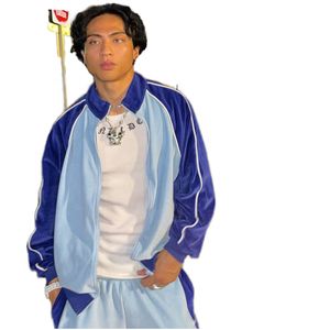 Custom Vintage Velour Tracksuit Two Tone Color Block Full Zip Track <b>Jacket</b> <b>Mens</b> Retro Y2K Streetwear <b>Velvet</b> <b>Jacket</b> - Product Image 1