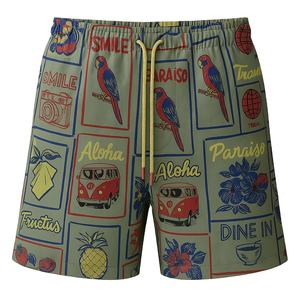 Short de bain pour hommes en maille imprimée florale à séchage rapide de haute qualité sergé Style décontracté Anti-rides maillot de bain plage Style décontracté - Product Image 1