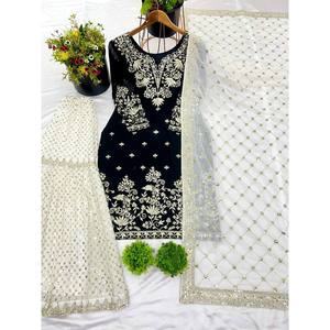 Women's Beautiful Party Wear <b>Top</b> Bottom Dupatta Set - Product Image 4