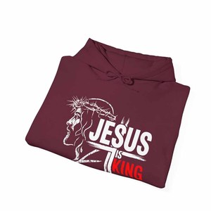 Sweat à capuche chrétien pour homme « Faith Over Fear Jesus », coupe classique, en coton, avec logo imprimé sur le devant, style décontracté pour l'automne - Product Image 3