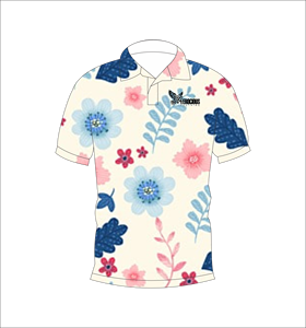 Polo à fleurs bleu rose, motif floral multicolore, manches courtes, décontracté d'été, vue avant et arrière - Product Image 2