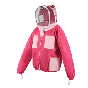 Pink Kids Beekeeping Jacket 3-Layer Ventilated Mesh Fencing Veil Hood Elastic Waist Thumb Loop OEM Wholesale Beekeeping <b>Suit</b> - Product Image 2