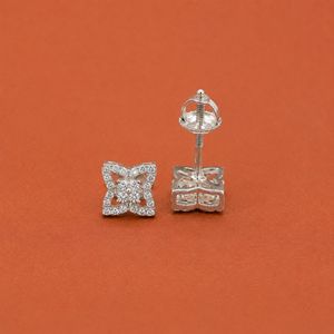 S925 <b>Sterling</b> <b>Silver</b> Moissanite Butterfly <b>Stud</b> <b>Earrings</b> with Round Diamond Detailing and Openwork Design - Product Image 4