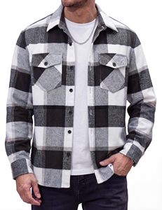 Men Classic Plaid <b>Flannel</b> Shirt <b>Jacket</b> Long Sleeve Casual Wear Bulk Order - Product Image 1