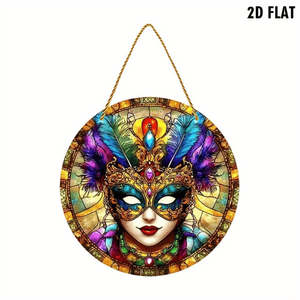 CIFbuy Maschera Pendente in Acrilico Stile Carnevale con Piume Colorate e Gemme, Design per Decorazioni Interne ed Esterne, TikTok per Temu Pick Party - Product Image 3