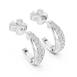 Pendientes de Aro Planos con Baño de Oro/Rosa/Plata y Gema de Moissanita, Plata de Ley 925, Hechos a Mano - Joyería al por Mayor - Product Image 5