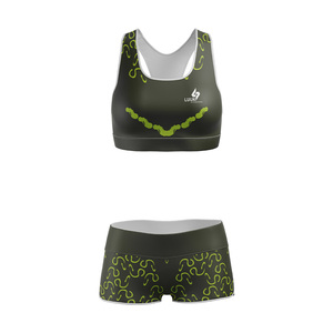 Custom Manufacturer 2 Piece Workout Set <b>Racer</b> <b>Back</b> Sports Bra and Shorts Moisture Wicking Fitness Activewear Set - Product Image 1