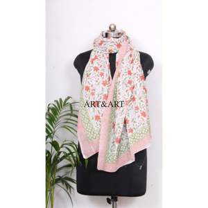 Tela de Algodón 100% Hecha a Mano al por Mayor, Precio Bajo, Estampado Floral a Bloque, Estilo Europeo Americano, Logotipo Personalizado, Playa, Parque - Product Image 1