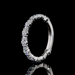 Bague d'éternité en diamant de laboratoire, sertie à griffes partagées, pour fiançailles, anniversaire, mariage, plaquée rhodium, luxe, 10K 14K 18K - Product Image 3