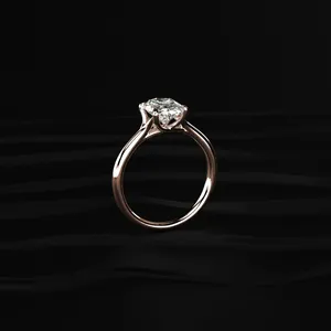 Bague de fiançailles ovale solitaire avec pierre mystique, bague de mariage en or, diamant de laboratoire D-E VVS-VS, design spécial pour femmes - Product Image 4
