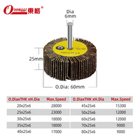 Nouveau style OEM Échantillon gratuit Disque abrasif monté en oxyde d'aluminium de haute qualité, roue à lamelles, axe 25mm 60 # -320 #   Grit