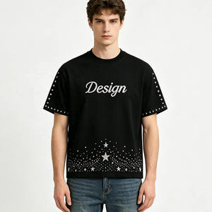 Custom Rhinestone T <b>Shirt</b> Men <b>Studded</b> Sleeve Graphic Streetwear Oversized Casual Fashion Tee Custom Crystal Rhinestone T <b>Shirt</b> - Product Image 1