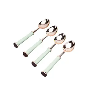 Table spoon Handmade Stainless Steel royal design dining Spoon set Handmade turquoise blue green Resin Handle Luxury Flatware