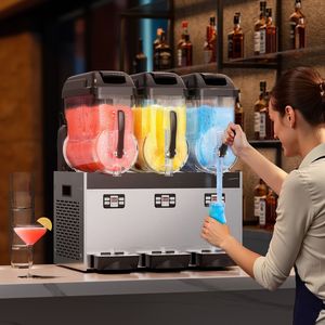 Macchina Professionale per Slushy in Acciaio Inox con Tre Vasche da 12L, Capacità 144 Bicchieri, Preparatore di Bevande Congelate 3-in-1 - Product Image 1