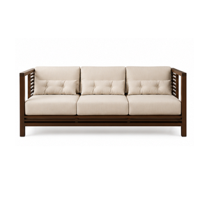 Sofá Moderno de 3 Plazas en Madera de Teca Sólida, Muebles de Lujo para Sala de Estar, Hotel, Apartamento, Villa, con Cojines Tapizados - Product Image 1