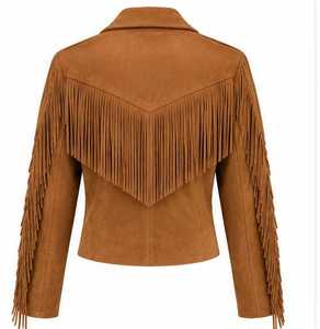 Chaqueta de Mujer de Primera Calidad con Flecos, Cuello Camisero y Manga Larga - Product Image 4